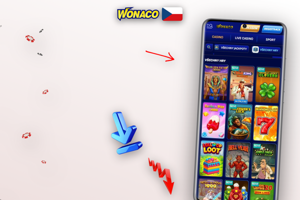 Uvítací panel Wonaco Casino po instalaci desktop klienta na počítači