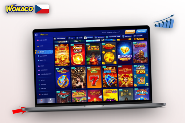 PC, notebook a telefon s identickým rozhraním Wonaco Casino na každém zařízení