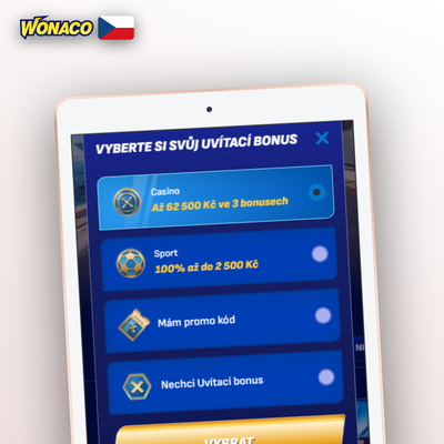 Zadejte promo kód CZWONA100 při registraci Wonaco Casino a získejte uvítací bonus