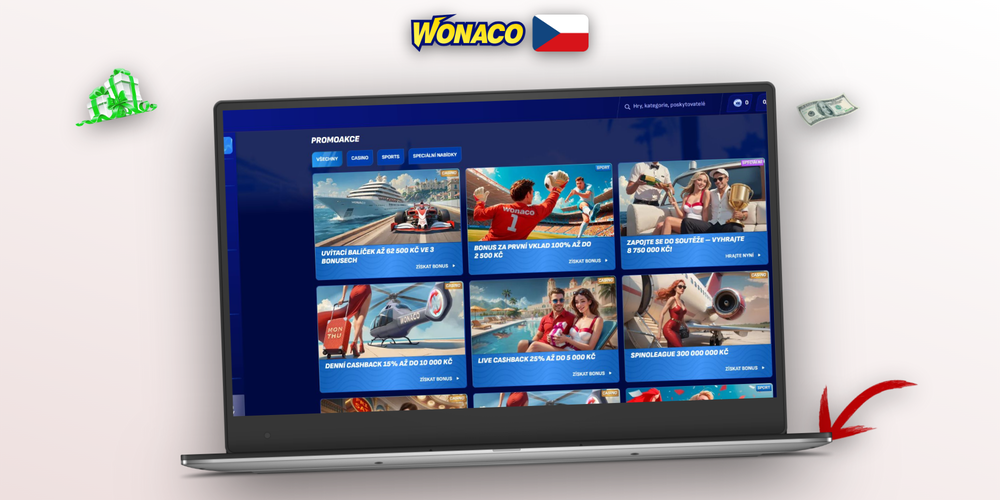 Wonaco Casino uvítací bonus 100 % a 50 free spinů pro nové hráče